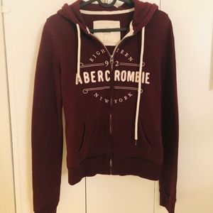 A&F Wine Red Full-zip Hoodie